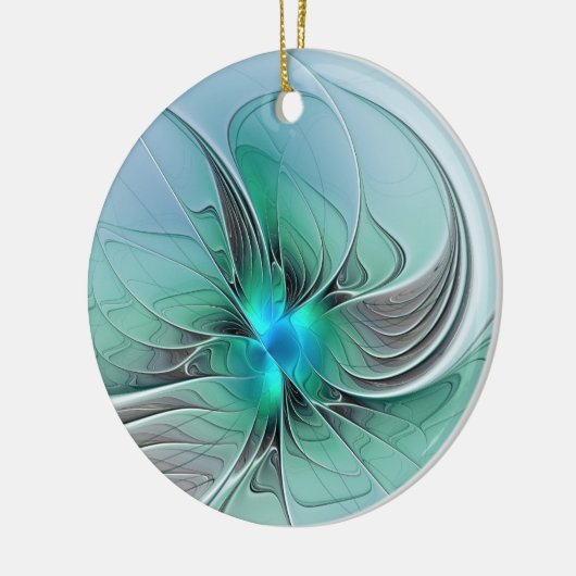 Abstrakt mit blauer, moderner Kunst des Fraktals Keramik Ornament (Links)