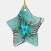 Abstrakt mit blauer, moderner Kunst des Fraktals Keramik Ornament (Links)