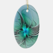 Abstrakt mit blauer, moderner Kunst des Fraktals Keramik Ornament (Rechts)