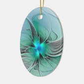 Abstrakt mit blauer, moderner Kunst des Fraktals Keramik Ornament (Links)