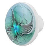 Abstrakt mit blauer, moderner Kunst des Fraktals Keramikknauf (Rechts)