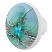 Abstrakt mit blauer, moderner Kunst des Fraktals Keramikknauf (Rechts)