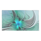 Abstrakt mit blauer, moderner Kunst des Fraktals Kissenbezug (Rückseite)