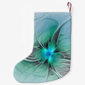 Abstrakt mit blauer, moderner Kunst des Fraktals Kleiner Weihnachtsstrumpf (Rückseite)