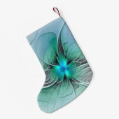Abstrakt mit blauer, moderner Kunst des Fraktals Kleiner Weihnachtsstrumpf (Rückseite (Hängend))