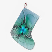 Abstrakt mit blauer, moderner Kunst des Fraktals Kleiner Weihnachtsstrumpf (Vorderansicht (hängend))