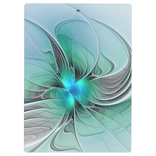 Abstrakt mit blauer, moderner Kunst des Fraktals Klemmbrett (Rückseite)