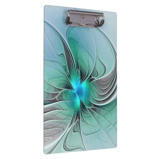 Abstrakt mit blauer, moderner Kunst des Fraktals Klemmbrett (Rechts)