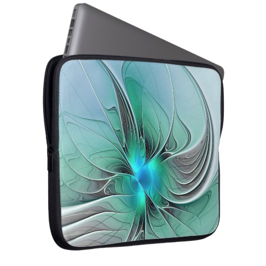 Abstrakt mit blauer, moderner Kunst des Fraktals Laptopschutzhülle (Vorne Rechts)