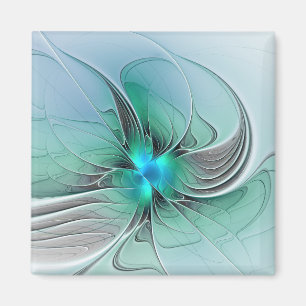 Abstrakt mit blauer, moderner Kunst des Fraktals Magnet