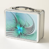 Abstrakt mit blauer, moderner Kunst des Fraktals Metall Brotdose (Rückseite)