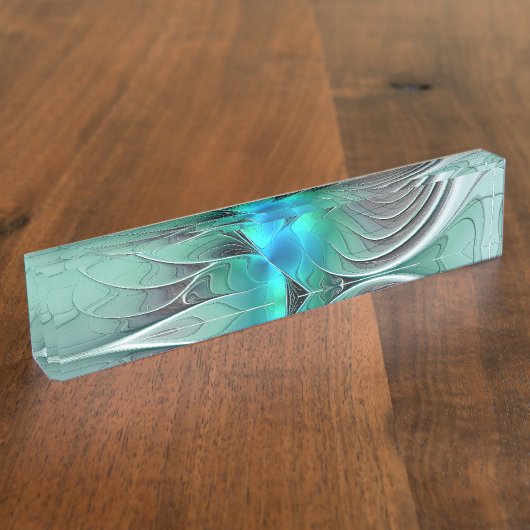 Abstrakt mit blauer, moderner Kunst des Fraktals Namensplakette (Seite)