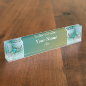 Abstrakt mit blauer, moderner Kunst des Fraktals Namensplakette (Seite)