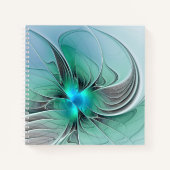 Abstrakt mit blauer, moderner Kunst des Fraktals Notizblock (Vorderseite)