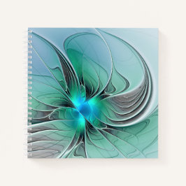 Abstrakt mit blauer, moderner Kunst des Fraktals Notizblock