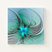 Abstrakt mit blauer, moderner Kunst des Fraktals Notizblock (Rückseite)
