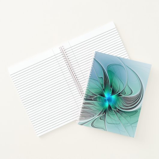 Abstrakt mit blauer, moderner Kunst des Fraktals Notizblock (Innenseite)