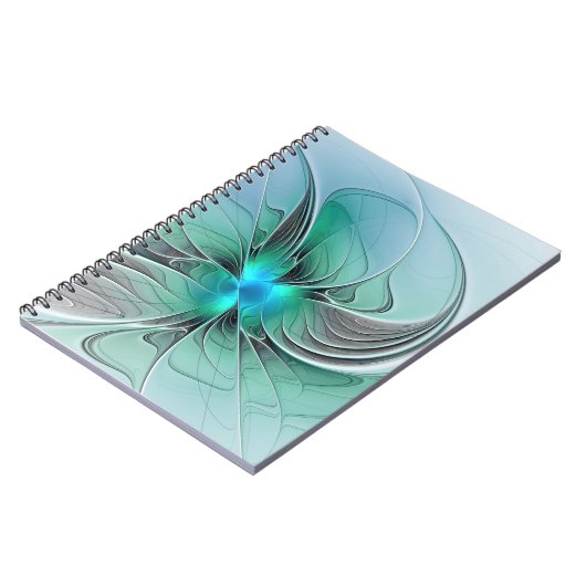 Abstrakt mit blauer, moderner Kunst des Fraktals Notizblock (Linke Seite)