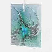 Abstrakt mit blauer, moderner Kunst des Fraktals Ornament Aus Glas (Vorderseite links)