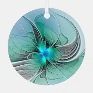 Abstrakt mit blauer, moderner Kunst des Fraktals Ornament Aus Metall