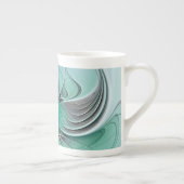 Abstrakt mit blauer, moderner Kunst des Fraktals Porzellantasse (Rechts)