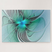 Abstrakt mit blauer, moderner Kunst des Fraktals Puzzle (Horizontal)