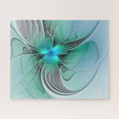 Abstrakt mit blauer, moderner Kunst des Fraktals Puzzle (Horizontal)