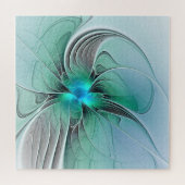 Abstrakt mit blauer, moderner Kunst des Fraktals Puzzle (Horizontal)