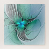 Abstrakt mit blauer, moderner Kunst des Fraktals Puzzle (Horizontal)