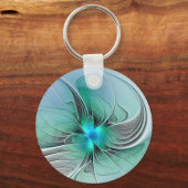Abstrakt mit blauer, moderner Kunst des Fraktals Schlüsselanhänger (Vorderseite)