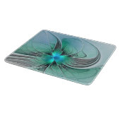 Abstrakt mit blauer, moderner Kunst des Fraktals Schneidebrett (Ecke)