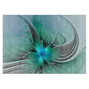 Abstrakt mit blauer, moderner Kunst des Fraktals Schneidebrett