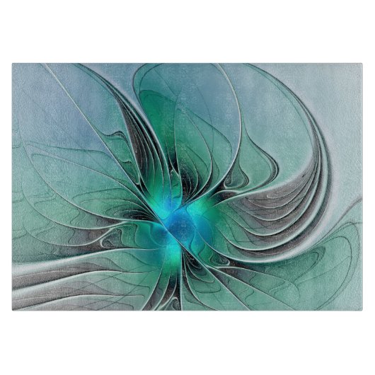 Abstrakt mit blauer, moderner Kunst des Fraktals Schneidebrett (Vorderseite)