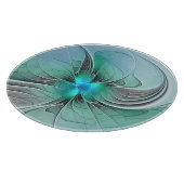 Abstrakt mit blauer, moderner Kunst des Fraktals Schneidebrett (Ecke)