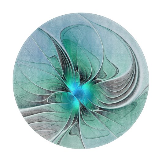 Abstrakt mit blauer, moderner Kunst des Fraktals Schneidebrett (Vorderseite)