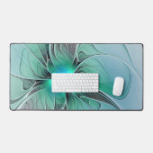 Abstrakt mit blauer, moderner Kunst des Fraktals Schreibtischunterlage (Tastatur & Maus)