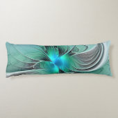 Abstrakt mit blauer, moderner Kunst des Fraktals Seitenschläferkissen (Rückseite)