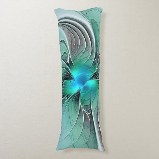 Abstrakt mit blauer, moderner Kunst des Fraktals Seitenschläferkissen (Vorderseite Vertikal)