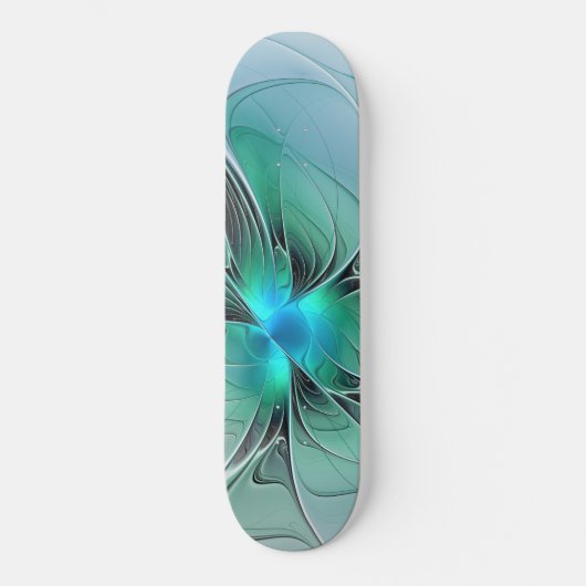 Abstrakt mit blauer, moderner Kunst des Fraktals Skateboard (Vorderseite)