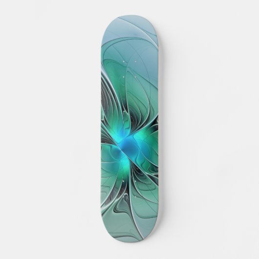 Abstrakt mit blauer, moderner Kunst des Fraktals Skateboard (Vorderseite)