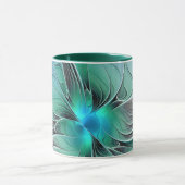 Abstrakt mit blauer, moderner Kunst des Fraktals Tasse (Zentrum)