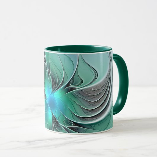 Abstrakt mit blauer, moderner Kunst des Fraktals Tasse (VorderseiteRechts)