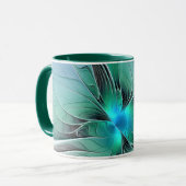 Abstrakt mit blauer, moderner Kunst des Fraktals Tasse (Vorderseite Links)