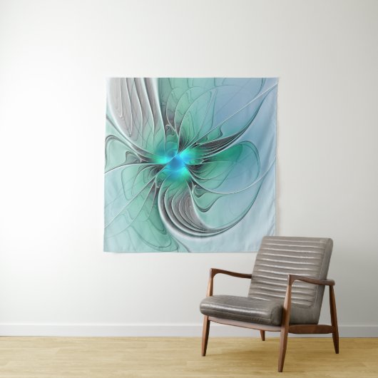 Abstrakt mit blauer, moderner Kunst des Fraktals Wandteppich (Beispiel (Horizontal))