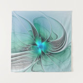 Abstrakt mit blauer, moderner Kunst des Fraktals Wandteppich (Vorderseite)