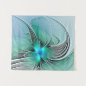 Abstrakt mit blauer, moderner Kunst des Fraktals Wandteppich (Vorderseite (Horizontal))