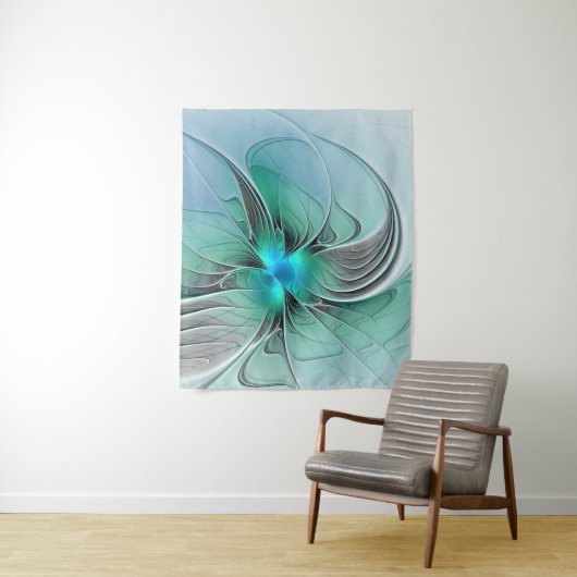 Abstrakt mit blauer, moderner Kunst des Fraktals Wandteppich (Beispiel)