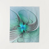 Abstrakt mit blauer, moderner Kunst des Fraktals Wandteppich (Vorderseite)
