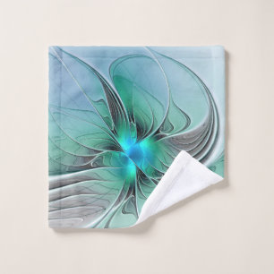 Abstrakt mit blauer, moderner Kunst des Fraktals Waschlappen