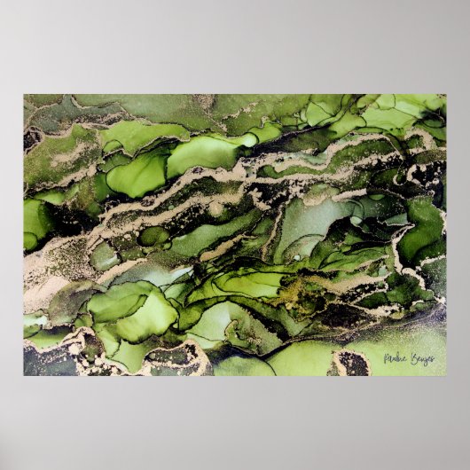 Abstrakt mit Gold und Schwarz Poster (Vorne)